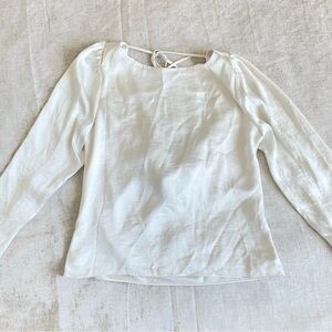Aritzia wilfred villeroy satin White Long Sleeve Tie-Back Blouse